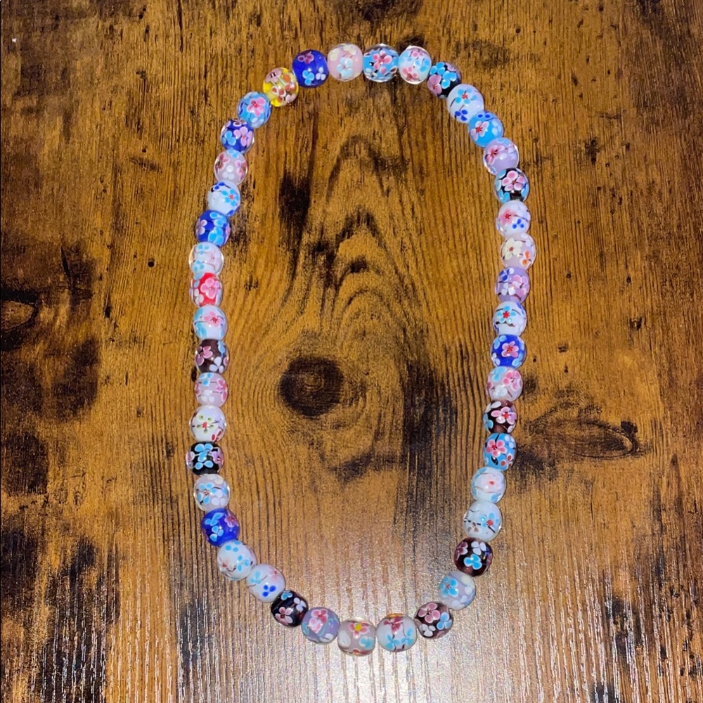 Murano Glass Floral Beaded Necklace.